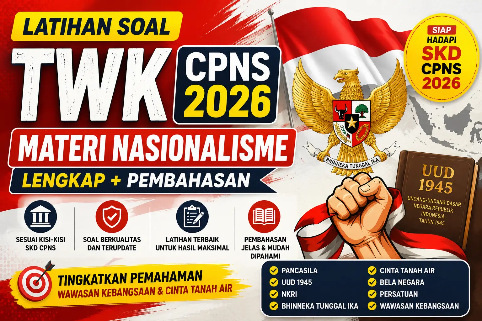 Latihan Soal TWK CPNS 2026 Materi Nasionalisme Lengkap + Pembahasan