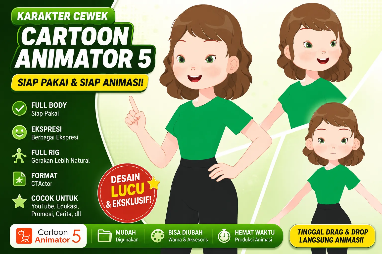 Jual karakter cewek cartoon animator 5